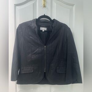 6 Conrad C Black Wet Look Zip-Front Women's Jacket Vintage